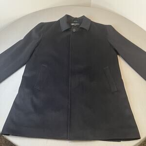 Bachrach Coat Mens Large Black 100% Wool Cashmere Blend Overcoat Jacket